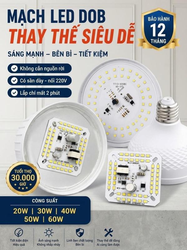 N Mạch Đèn LED 20w30w40w50w60w hàn sẵn dây