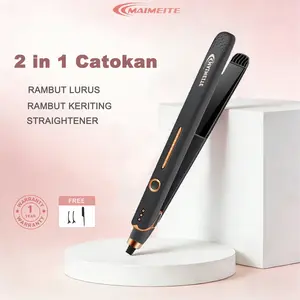 MAIMEITE Pelurus Rambut Hair Styler Mudah Digunakan 2IN1 30watt Ceramics Pelurus Rambut Curly Hair Straightener Hitam Kering
