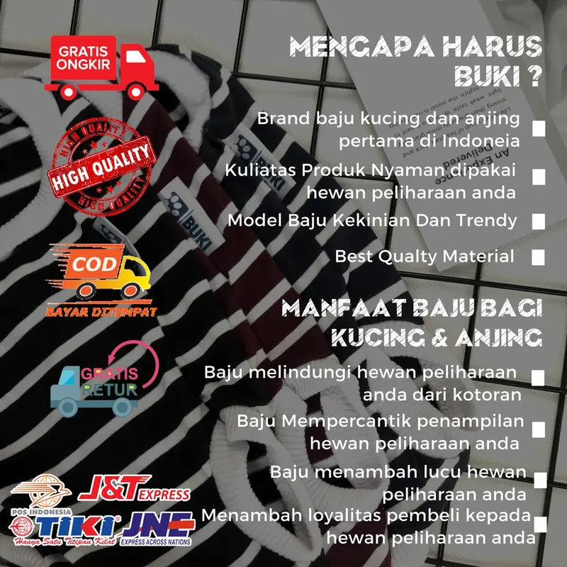 baju kucing lucu gemoy murah aksesoris hewan peliharaan - TANK.W.STRIPE 6