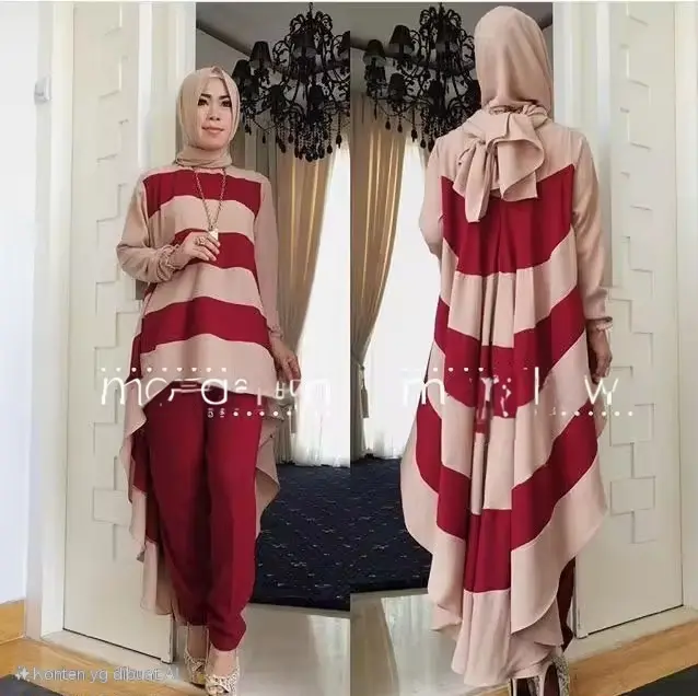 Stelan muslim set 3in1 Binaiya jersey Baju Celana Karet Kulot Setelan Panjang Lembut Fit Nyaman Melar 5