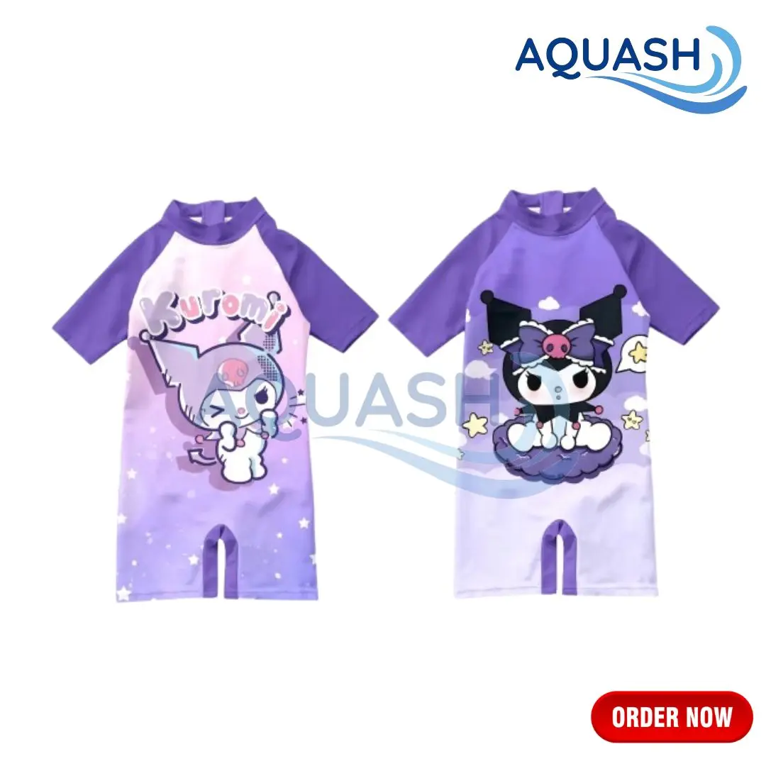 Baju Renang Anak Perempuan 3-10 Tahun Swimsuit Lengan Pendek Karakter Kuromi