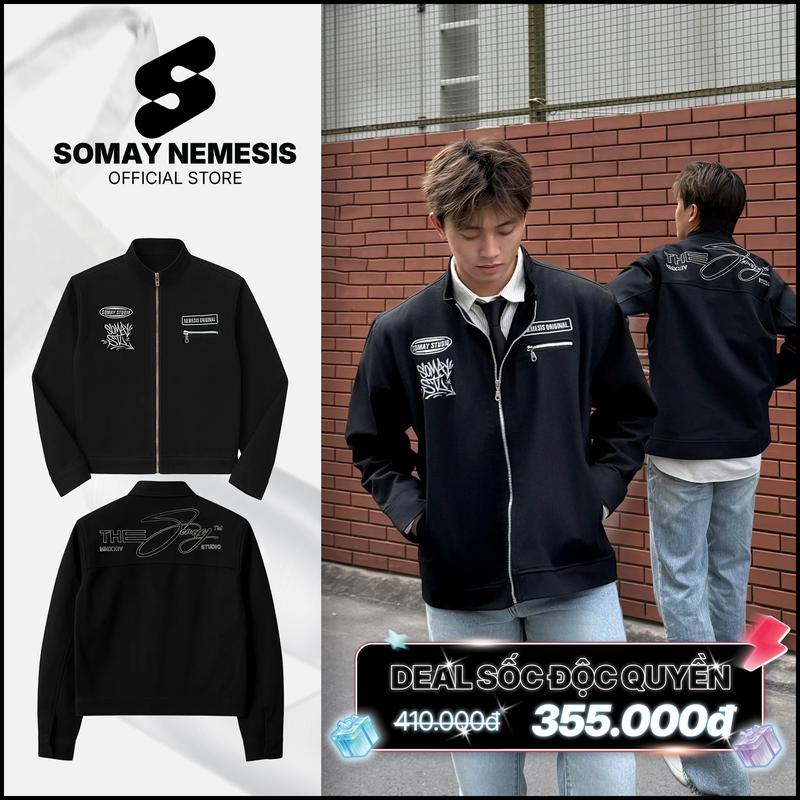 Somay Nemesis | Áo Khoác Jean Denim Cổ Trụ Form Boxy Phong Cách Vintage Work Jacket Kaki Nam Nữ Đứng Form Crop