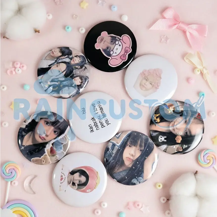 PIN FOTO PIN TAS/ BISA CUSTOM FOTO SENDIRI KPOP CDRAMA enhypen CORTIS Hearts2Hearts Bros Ukuran 44 MM Dan 58 MM