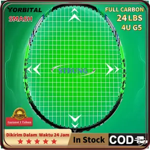 2025 NEW ORBITAL SMASH 2025 Paket Raket Bulutangkis Black/Green Full Carbon 4U G5 Tipe Menyerang 24 Lbs 2 Grip Cover Raket Set 2 Pcs COD ORBITAL SMASH 2025 Badminton Racket Set Full Carbon 4U G5 Offensive 26 Lbs 2 Grips Cover 2 Pcs COD