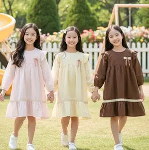 Baju Gamis Anak Perempuan Dress Panjang Lengan Panjang Motif Bow Cantik Fashion Desain Elegan & Kenyamanan Terbaik