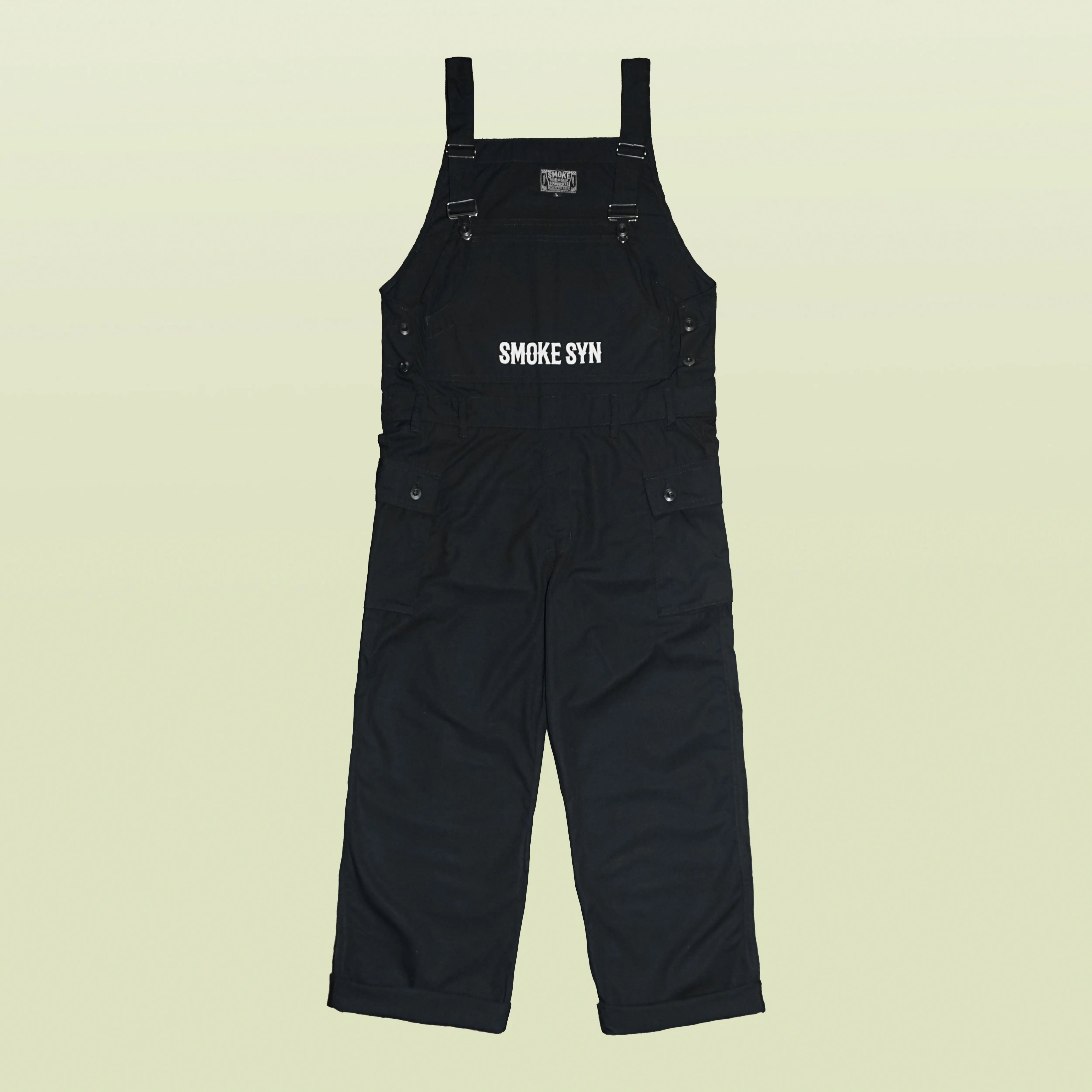 SMOKE Syndicate Overall Reguler Fit Service Suit Pria Panjang Hitam Bahan Ripstok Tahan Lama 1 Kantung Depan 1 Kantung Belakang 2 Kantung Sisi