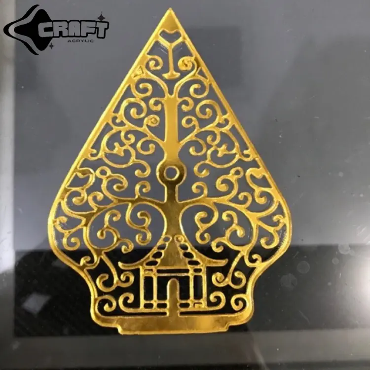 Gunungan Wayang Akrilik Mirror Gold 1