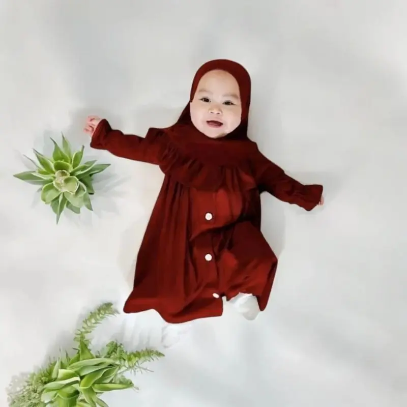 Product Introduction of Newborn Set Gamis Bayi Anak Perempuan Kancing 0 - 18 Bulan/ Setelan Muslim Baju 4