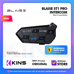 NEW BLAISE ST1 PRO Helmet Intercom Headset For 2 Riders with 300-meter Talk Distance, For Talke&Listen To Music Simultaneously GRB Lighting Wireless Intelligent Noise Reduction and 25-hour Battery Life Bluetooth Audio Waterproof Earbuds Headphone