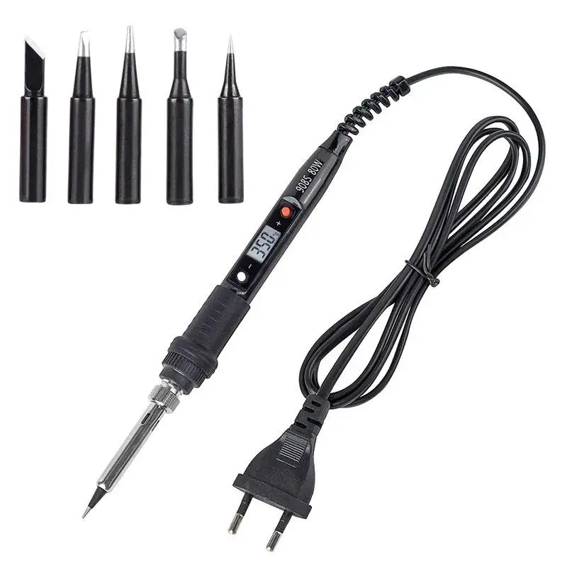 Electric Solder LCD Soldering Iron 80W 220V 908S Black Solder Digital Adjustable Temperature - Solder Digital 80W