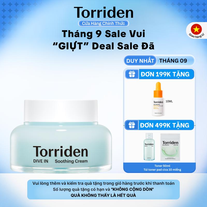 Kem gel dưỡng HA Torriden 5D Hyaluronic Acid phân tử nhỏ cấp ẩm làm mát dịu da