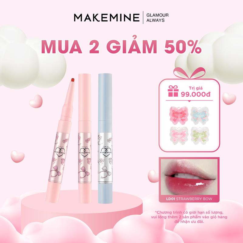[MUA 2 GIẢM 50%] Son kem bóng 2 đầu MAKEMINE Make You Mine Juicy Tint Lip Duo trong suốt căng mọng 2in1 chì kẻ môi Make Mine MAKE22