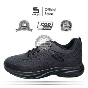 Sakipo Sepatu Sekolah Hitam Polos SD SMP SMA SMK Kuliah & Olahraga Lari Bertali Ringan Kanvas Premium Outsole Pilon Model Elegan Comfortable Sepatu Jogging Murah Sakipo Outdoor Running Casual Shoes