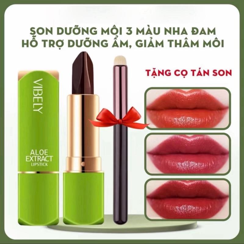 TẶNG CỌ TÁN SON - SON DƯỠNG MÔI NHA ĐAM Vibely Son Môi Lô Hội Dưỡng Ẩm - Thay Đổi Màu Môi SON Chăm Sóc Môi