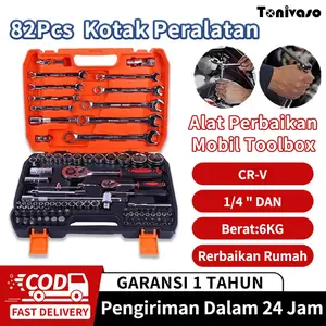 Tonivaso COD 82pcs Tool Kit Kunci Shock Set alat kunci pas soket Set alat mobil