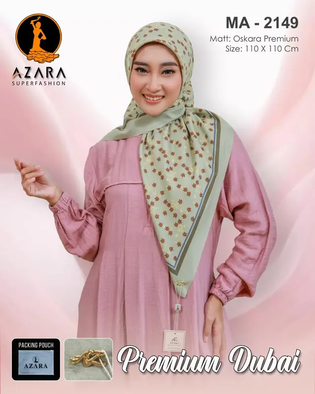 AZARA - Khusus Seragaman - Jilbab Segi Empat Oskara Motif Seragaman 110x110cm LC Logo Metal Voal 5