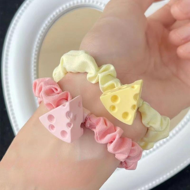 New Cheese Heart Wrinkle Hair Band Candy Color High Elastic Bow Headband Little Fresh No Harm Sweet Hair Rope Children Headdress 4