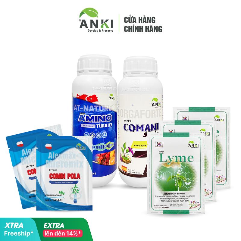 Bộ Phân bón siêu kéo đọt bật chồi nhanh “Amino +Comani+ 2 gói Combi Pola + 3 gói Lyme” - kéo đọt cực nhanh nở bụi mập thân - Nhập Khẩu Châu Âu 