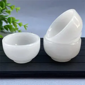 White jade cup Kung fu tea set decoration shot glass tea bowl Jade supply will sell gifts