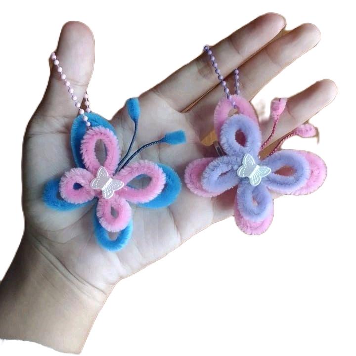 Ganci Kawat Bulu Lucu aesthetic Hadiah Aksesoris Kunci 0