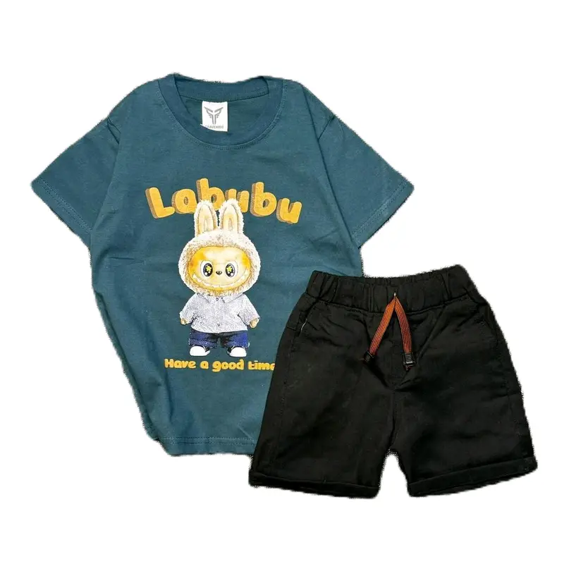 setelan kaos anak laki - laki bahan katun combed size S-M-L untuk usia 1-6 tahun 0