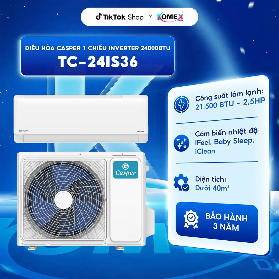 Máy lạnh/ Điều hòa Casper Inverter ProAir 1 chiều 24000BTU TC-24IS36 - Bảo hành 3 năm