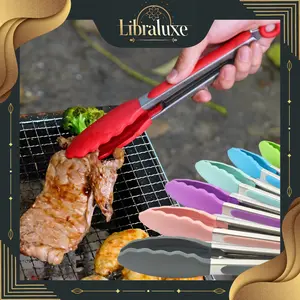 Tongs Food Stainless Silicone Murah / Penjepit Makanan Multifungsi / Pencapit Makanan Praktis