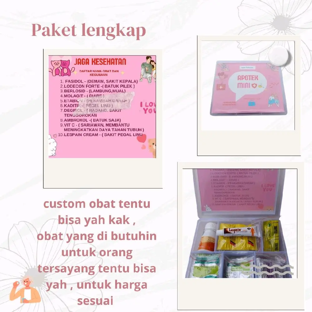 Kotak Obat Apotek Mini Bisa Costum Obat/Desain Stiker Untuk Orang tersayang