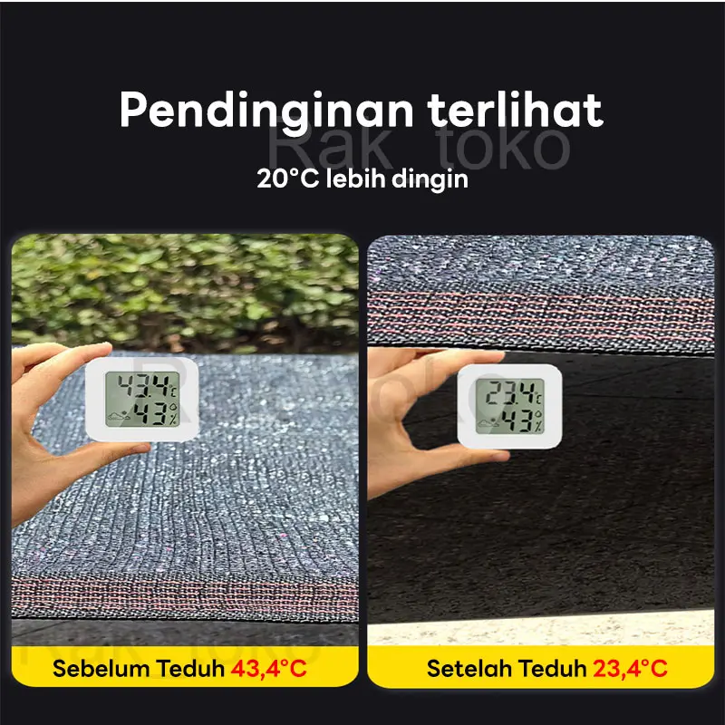 [Gratis 4 klip dan tali 5 -meter gratis] Paranet 99% Lebar 2/3/4/5 Meter Gratis Shading Net Nylon Anti Panas Enkripsi 12-pin Jaring Paranet Pelindung Tanaman Dari Matahari 2