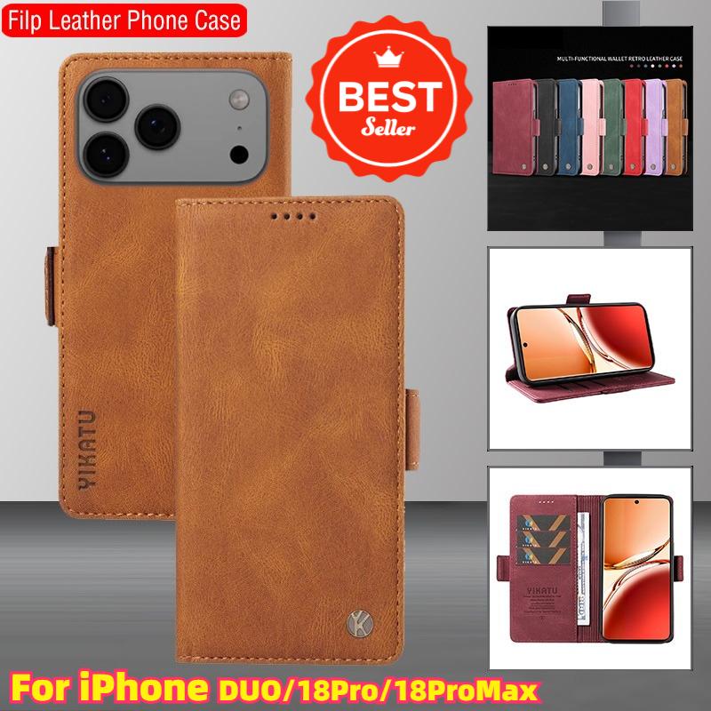 Dành cho Iphone 18, 17 Pro Max, 18, 17 Pro, 17 Air, Iphone Duo 17Pro, Iphone18Pro, Iphone18ProMax – ốp điện thoại da cao cấp với khóa mặt sau, ngăn đựng thẻ (ví), giá đỡ/giá đỡ dạng kẹp, chống sốc, vỏ TPU mềm