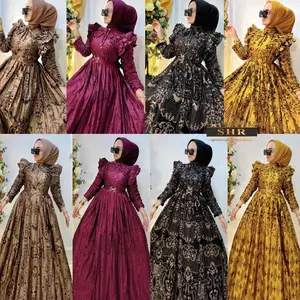 MEW SHR MAXI DRESS ARJUNA SATIN FULL BORDIR FULL PURING ORI SHR