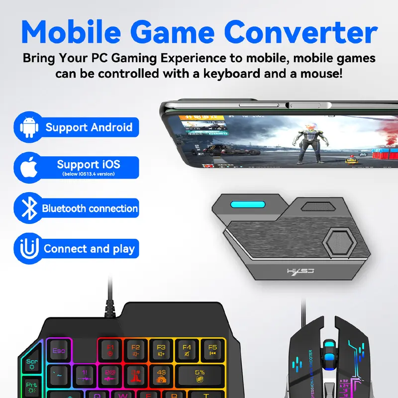 HXSJ Paket Lengkap Keyboard Mouse Converter Setup Mobilador Winlator Free Phone Holder Dan Gamepad 2