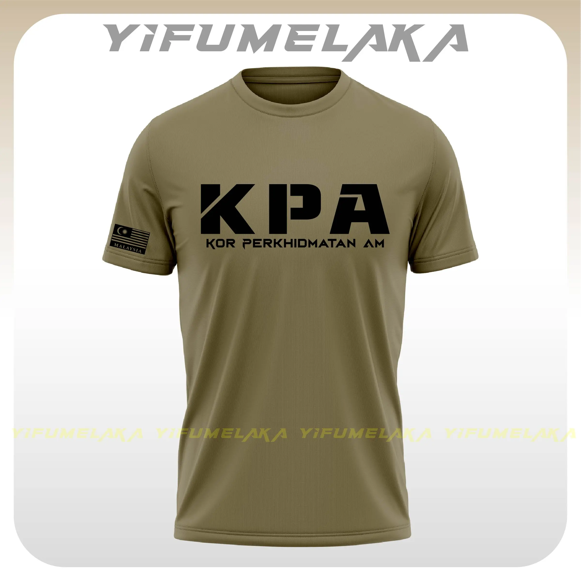 Army Style T-Shirt KPA Baju Design Material Microfiber Round Neck Color Sand Khaki Inner Loreng