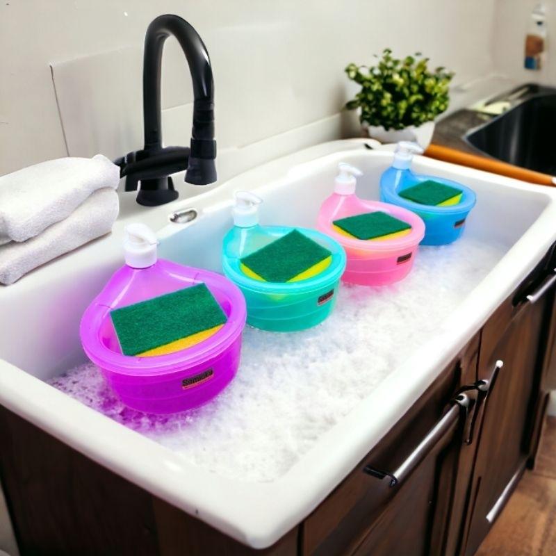 Dispenser Sabun Cuci Piring dengan Tempat Sabun dan Spons 2