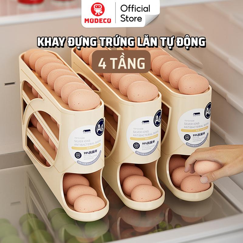  Khay Đựng Trứng 4 Tầng Lăn Tự Động Modeco - Sức Chứa Lớn Lấy Trứng Dễ Dàng Tủ Lạnh Gọn Gàng 
