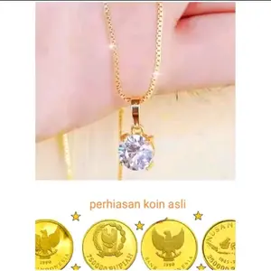 kalung koin asli 1991-1992 warna emas free liontin permata satu warna emas anti luntur