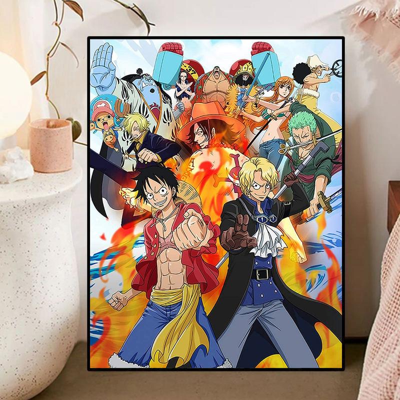 Bộ sơn theo số, ACANDYL, 30x40cm, có khung, Hoạt hình hoạt hình, Tranh sơn dầu, Tô màu theo số trên tranh vải, Tranh chưa tô màu, Chủ đề Anime One Piece, Thủ công, Ý tưởng quà tặng tuyệt vời