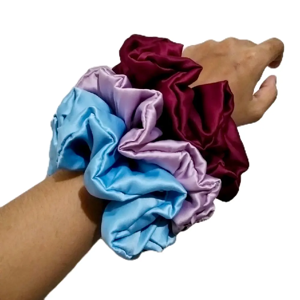 Scrunchie Satin Velvet Premium Silk Jumbo Hair Ties Korean Style Simple Aksesoris Ikat Rambut