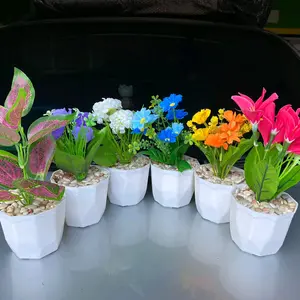 PROMO 6 PAKET BUNGA HIAS ARTIFICIAL + POT Dinding