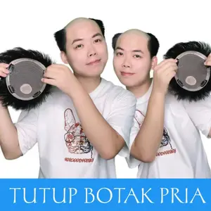 Toupee Pria Rambut Pendek Warna Hitam Dengan 4 Clip Lebih Kuat Menempel Penutup Botak Pria Dengan Empat Clip Warna Hitam Alami