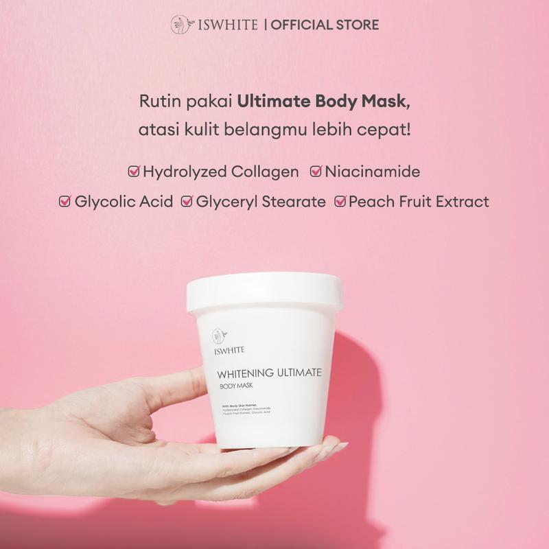 ISWHITE Whitening Ultimate Body Mask Pencerah Pelembab Tubuh | Body Bleaching BPOM Halal Masker Mencerahkan Peach Extract 4