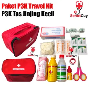 Paket P3K Travel Kit / Pouch First Aid Bag Kit / Paket P3K Tas Jinjing Kecil dengan lsi Lengkap P3K Mobil 0010