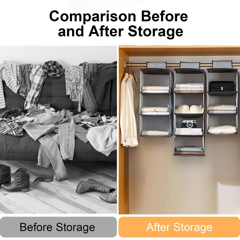 Hangable Wardrobe Organiser 3-5 Layer Foldable Closet Storage Bag Dust-proof Non-woven Hanging Clothes Bra Organizer 7