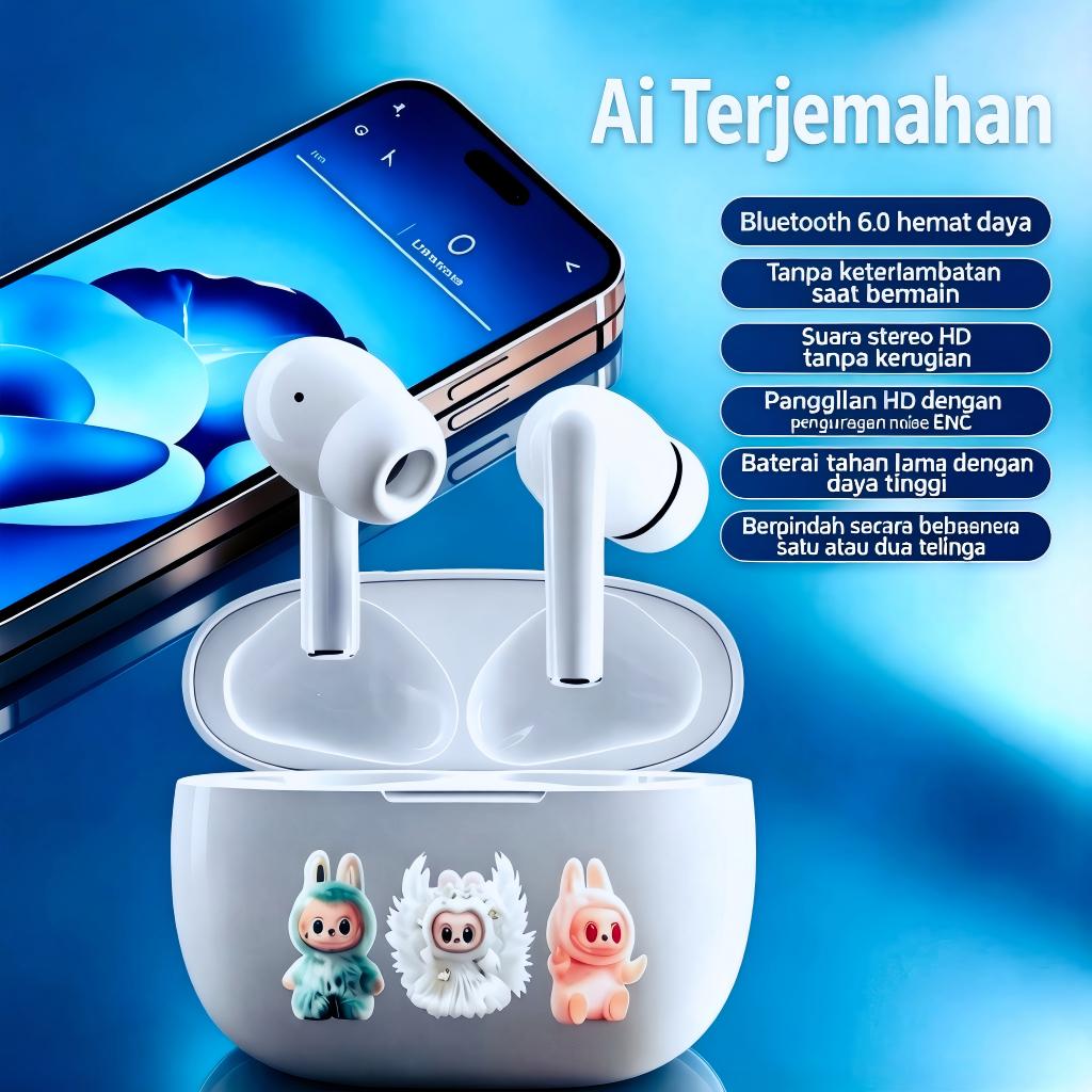 xctopestlububuTerjemahan AI TWSWirelessBluetooth EarphonesHandsfree Headset SmartPlaying Smart Touch Control True Wireless Earphones IPX5 Headset Bluetooth In-Ear StereoBaterai tahan lama cocok untuk ponsel yang kompatibel dengan olahraga