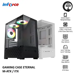 Inforce PC Gaming Case Eternal Tempered Glass Black / White + 3 Fan