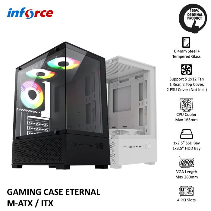 Case Inforce Promo Inforce PC Gaming Case Eternal Tempered Glass Black / White + 3 ...