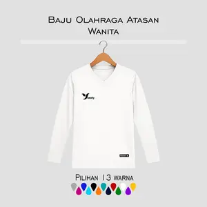 Kaos Jersey Baju Olahraga Atasan Wanita Lengan Pnajnag Muslimah Untuk Kegiatan senam Aerobic Zumba Yoga Badminton Lari Jogging