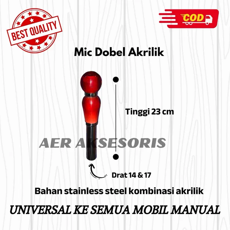 Tuas Dobel Akrilik 23 cm/ Universal ke Semua Mobil Manual dilengkapi Dobel Drat 14 & 17 2