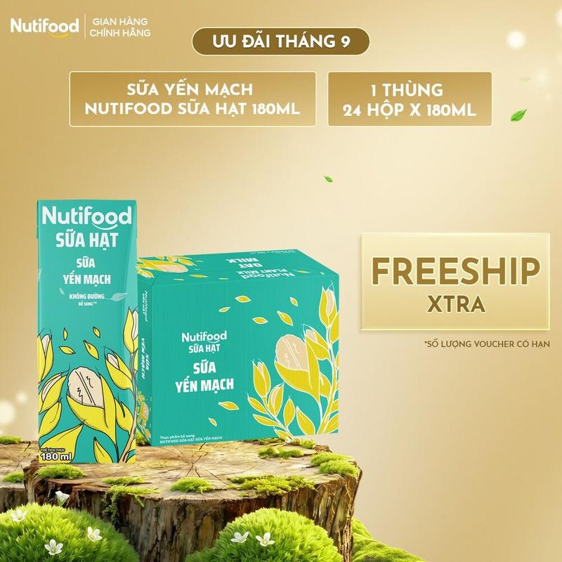 Thùng 24 Hộp Sữa Yến Mạch Nutifood Sữa Hạt 180ml
