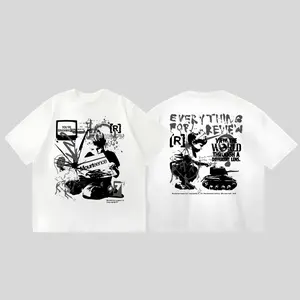 boxy putih Mourteence Katun Combed 20s Motif Oversize Kaos Santai Atasan Pria Dewasa Oblong Baju Wanita Pendek